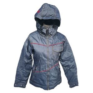 Betty Rides Snowboarding Winter Snow Jacket Denim Blue Size Small